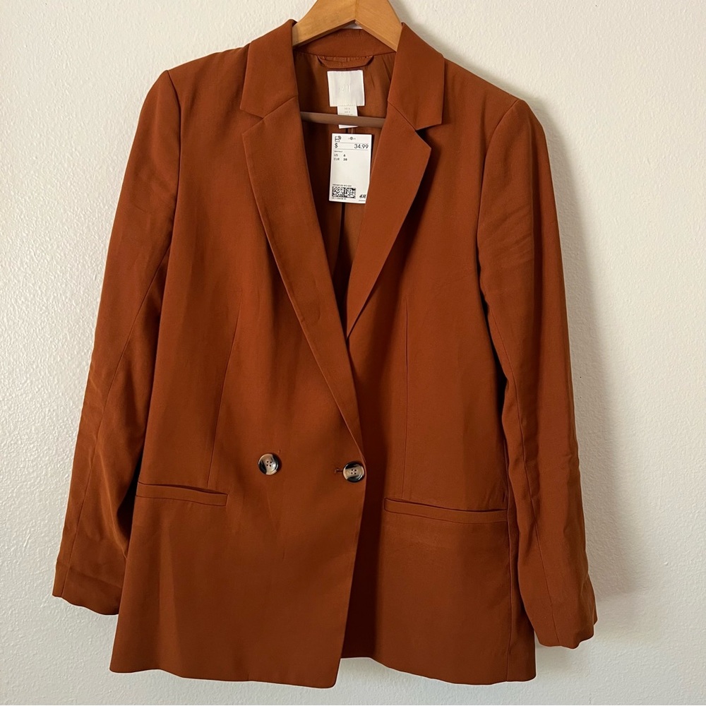 NWT H&M Double-breasted Jacket Blazer Brown Size 6